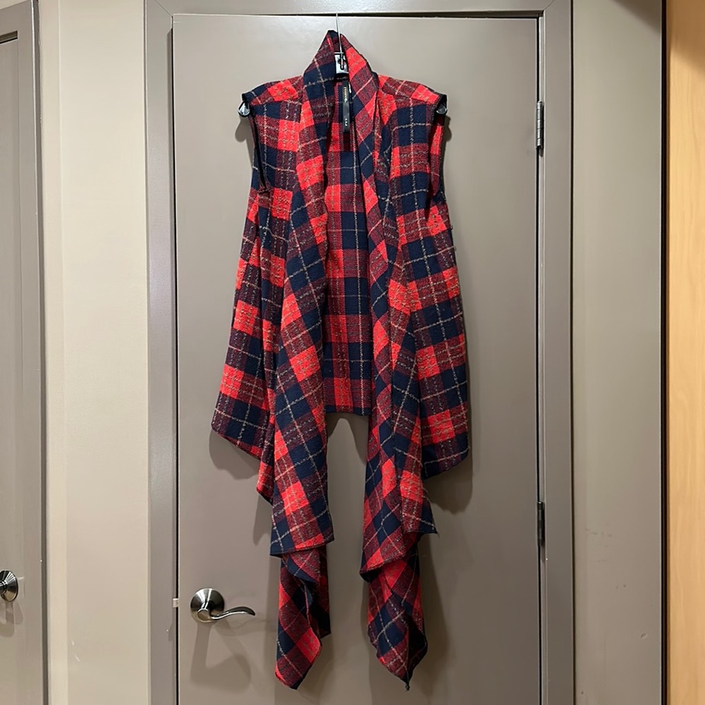 Plaid open sweater S/M